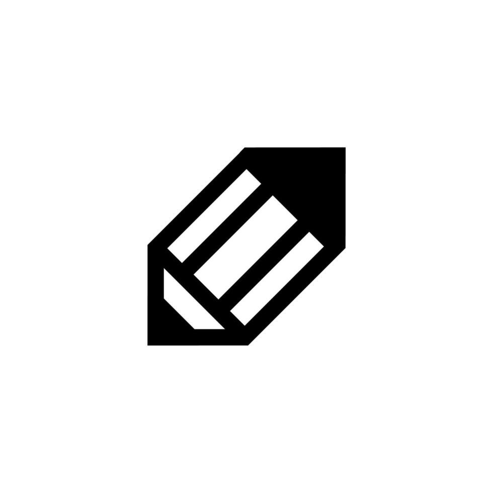 A black and white pencil icon on a white background vector