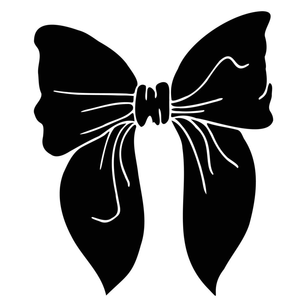 Black Bow Tie Doodle Icon, Hand-Drawn Minimalist Style, Flat Black Color vector