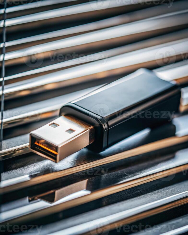 Sleek Black Portable pendrive Modern Data Storage photo