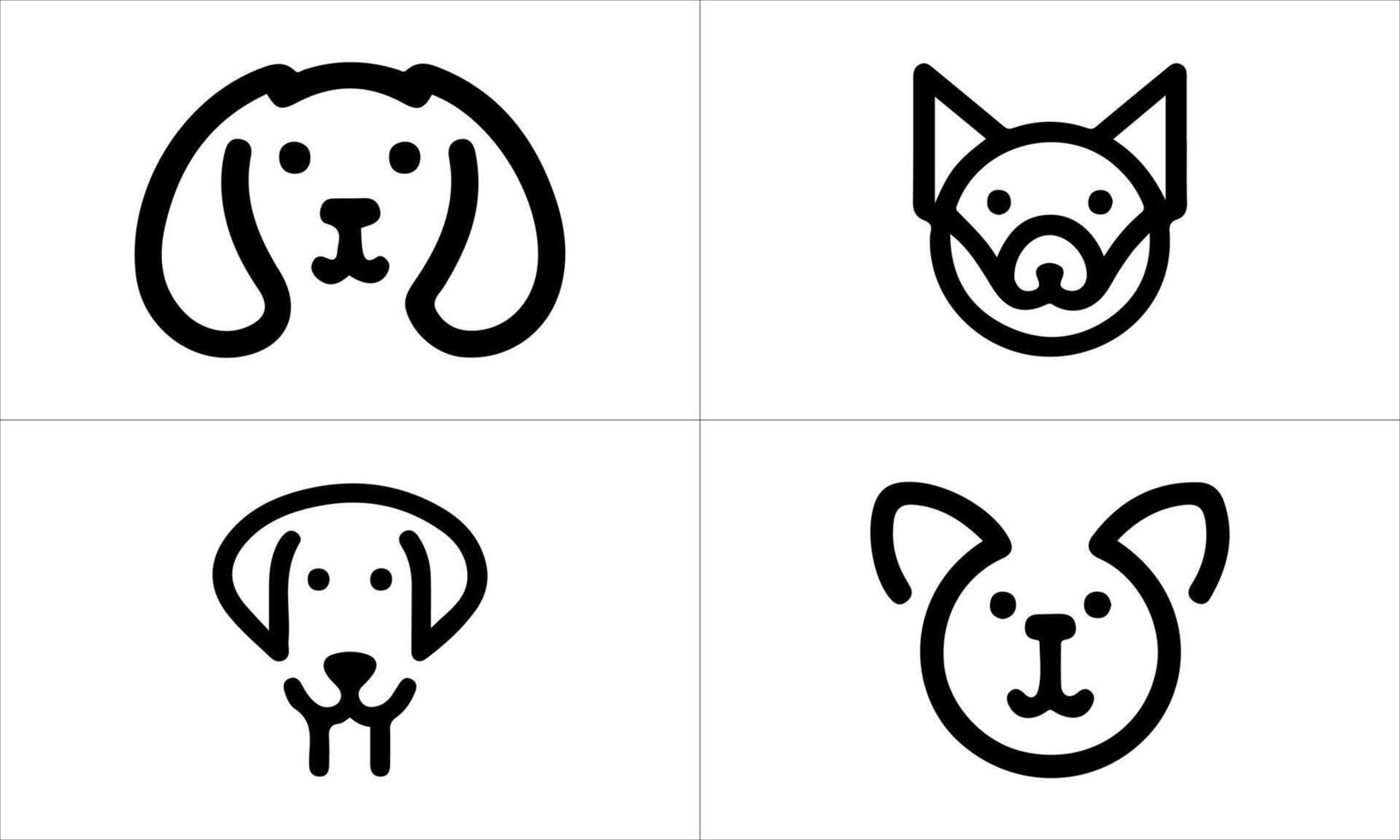 Four black and white dog and cat icons vector