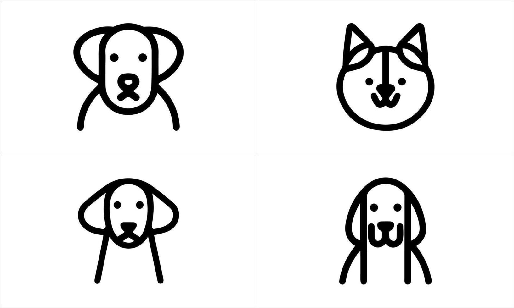 Four different dog and cat icons in black and white vector