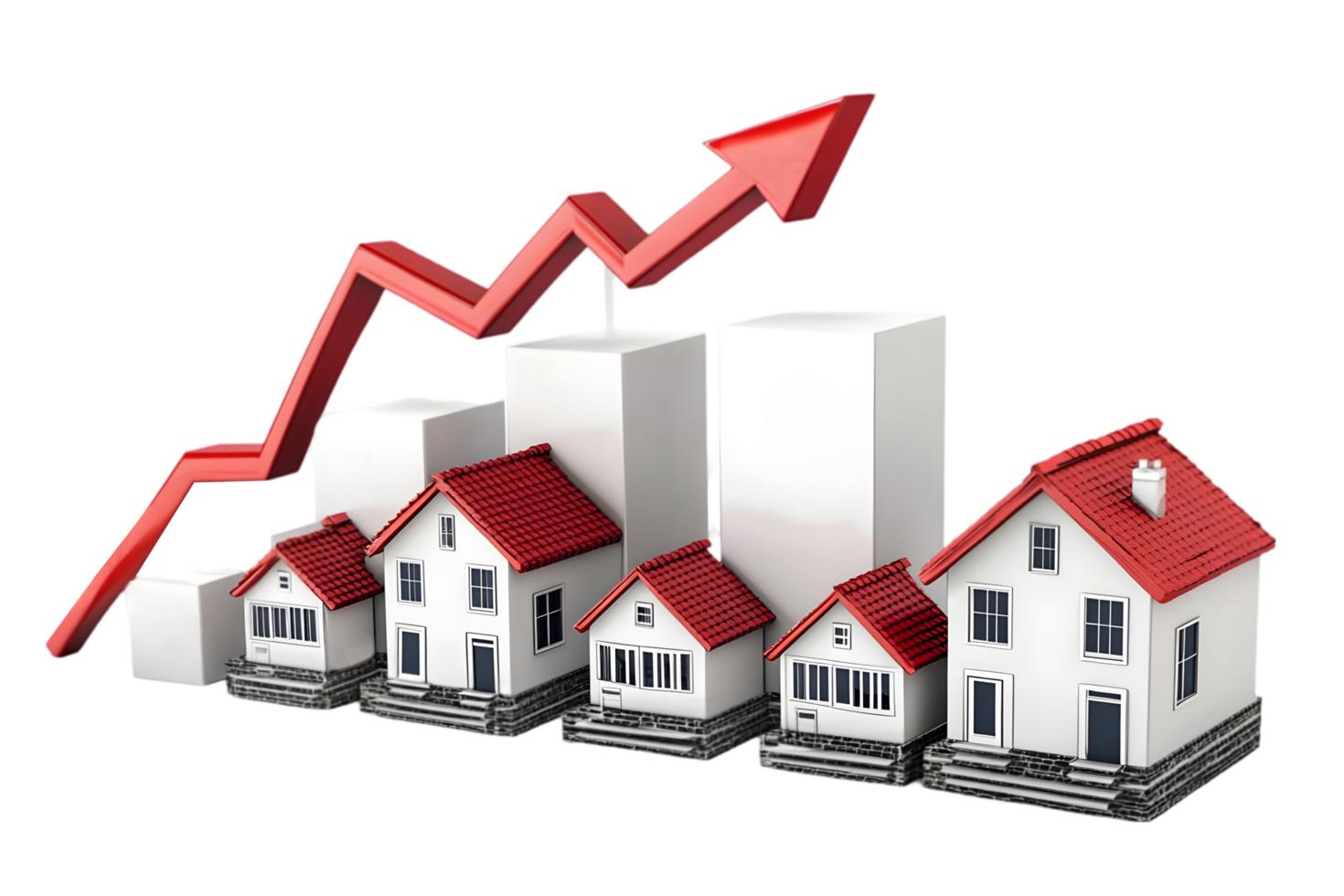 A house with an upward arrow and a graph png
