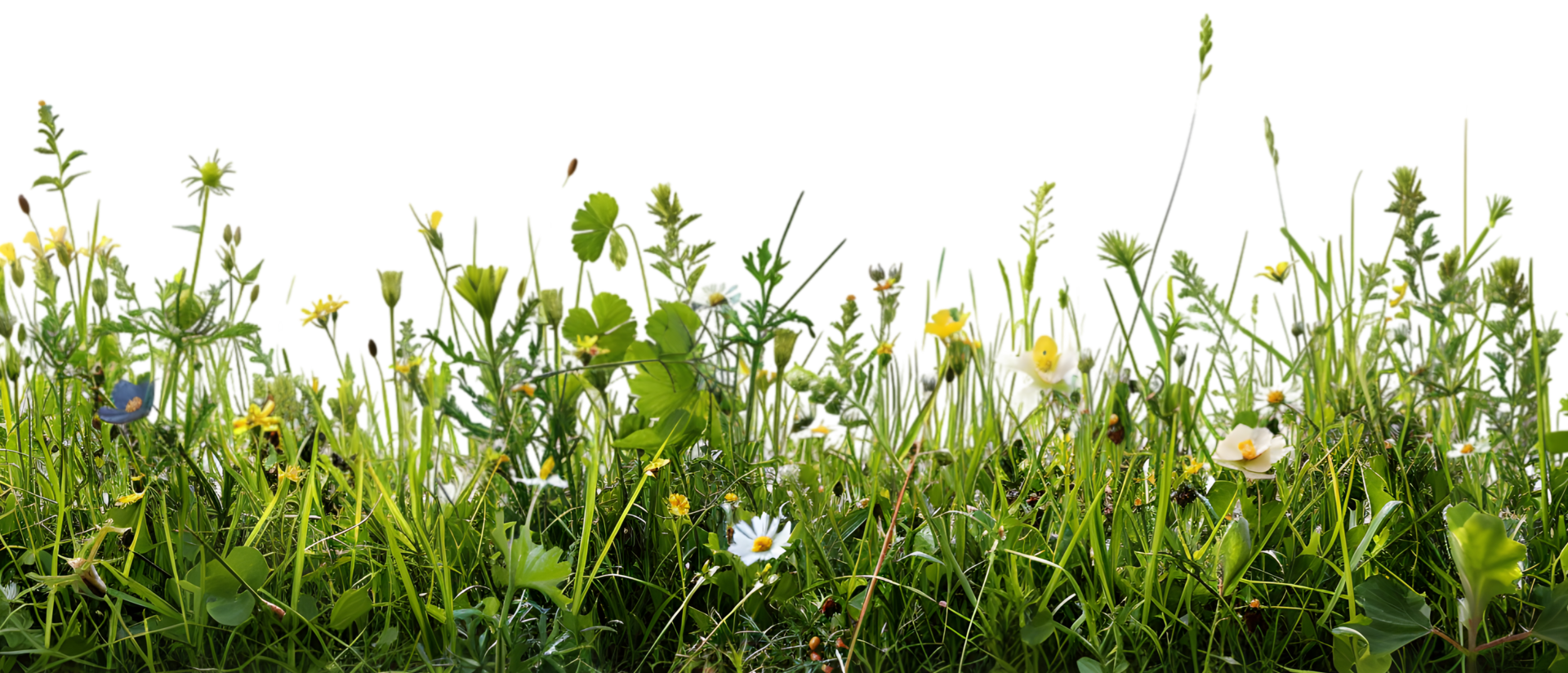 A field of grass with flowers and wildflowers png