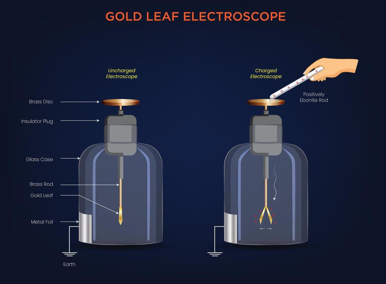 Gold Leaf Electroscope Detecting and Indicating Electric Charge vector