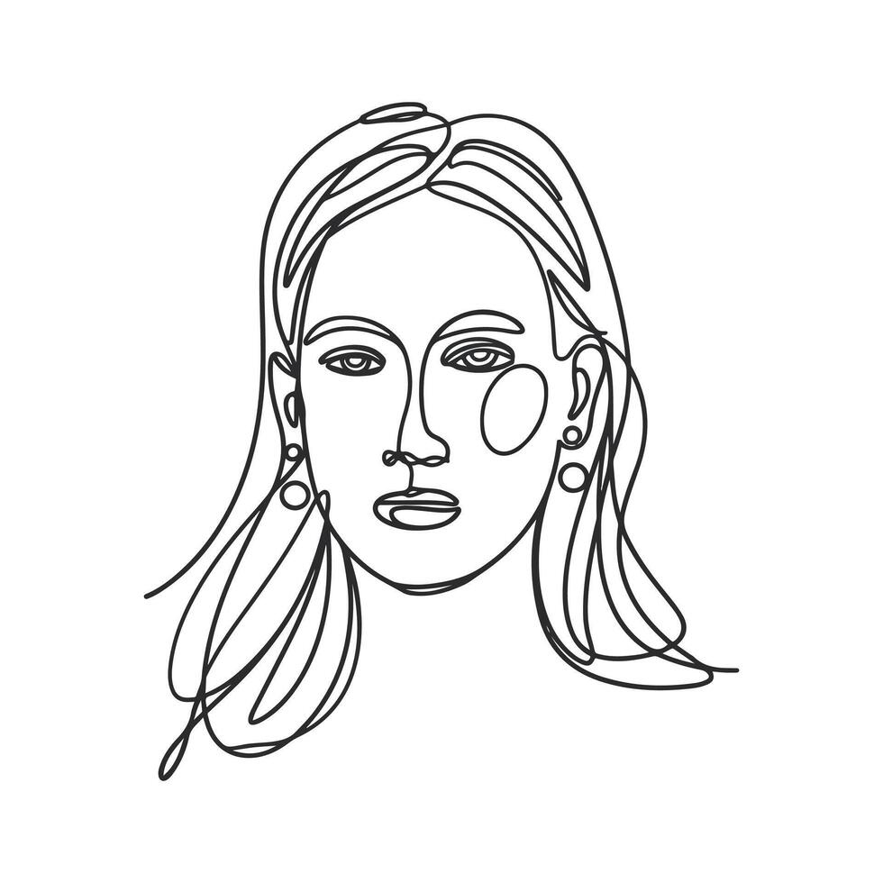 A line drawing of a woman's face vector