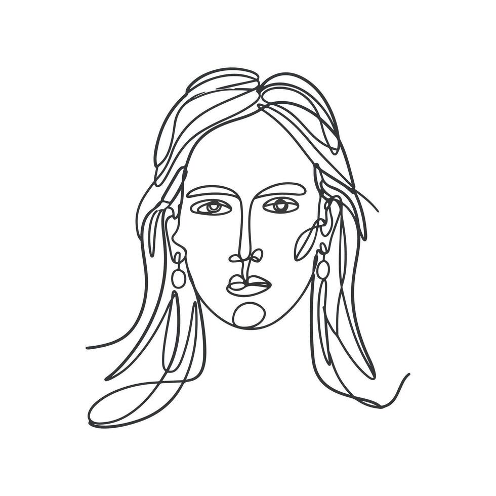 Continuous line drawing of a woman's face vector