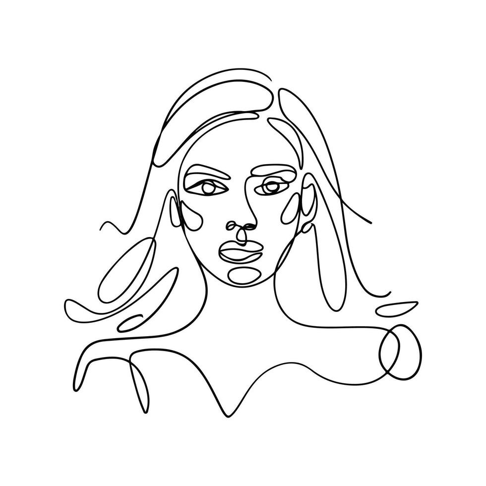 Continuous line drawing of a woman's face vector