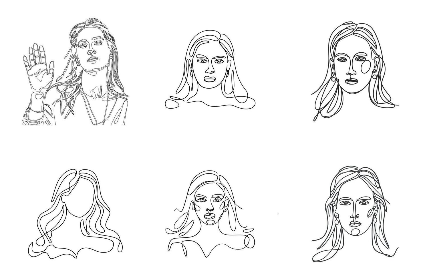 A set of different facial expressions for women vector