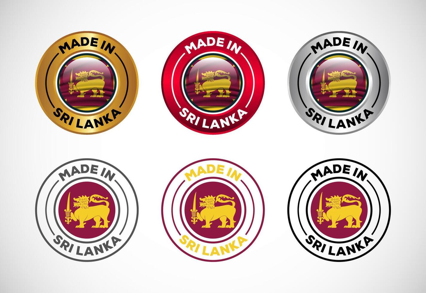 Made in Sri Lanka label icon with flag. Icon set for business, badge, seal, sticker, logo, and symbol vector