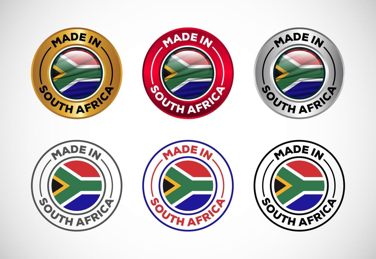 Made in South Africa label icon with flag. Icon set for business, badge, seal, sticker, logo, and symbol vector