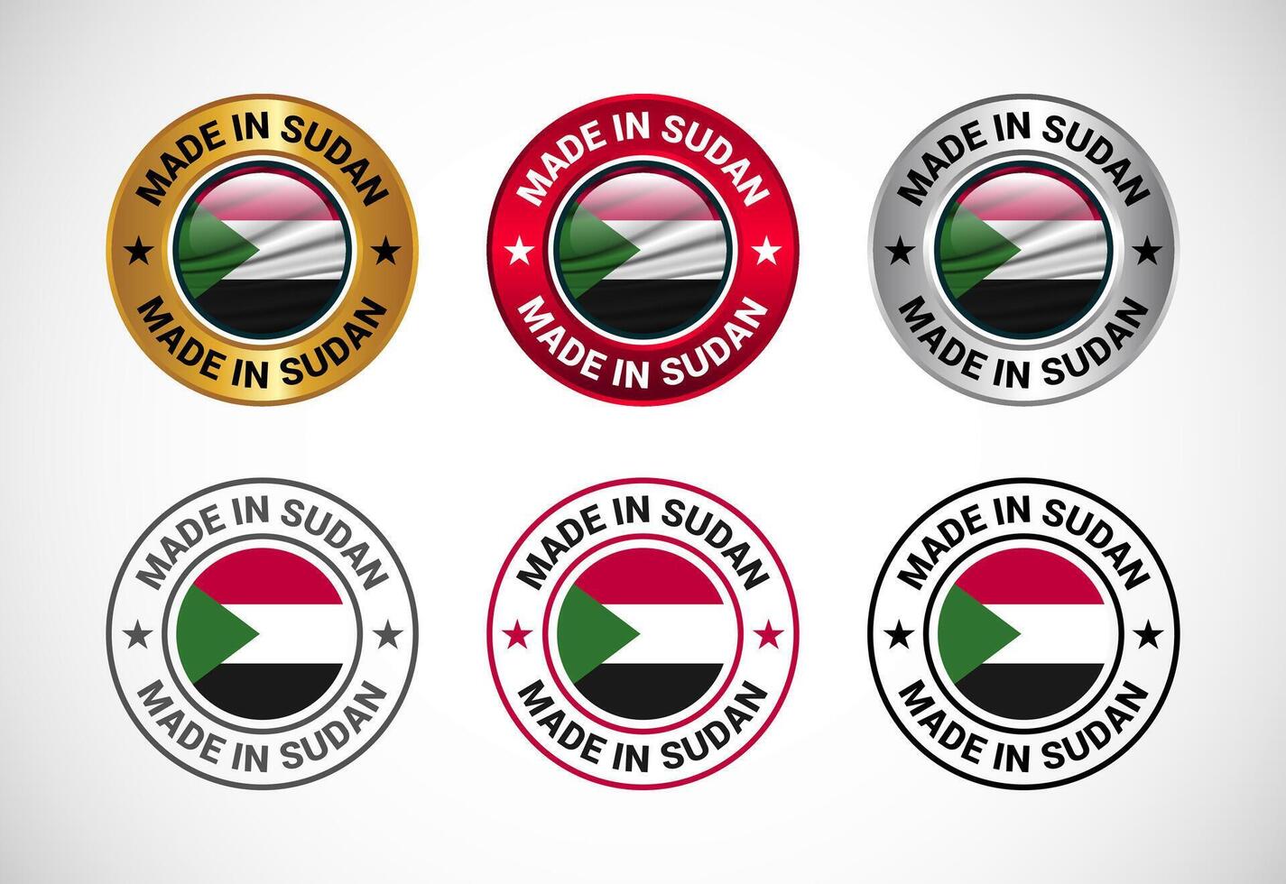Made in Sudan label icon with flag. Icon set for business, badge, seal, sticker, logo, and symbol vector