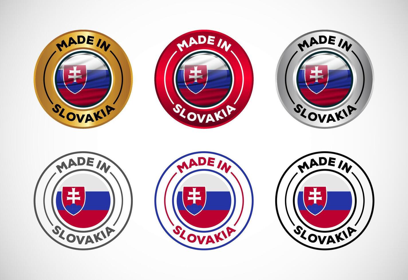Made in Slovakia label icon with flag. Icon set for business, badge, seal, sticker, logo, and symbol vector