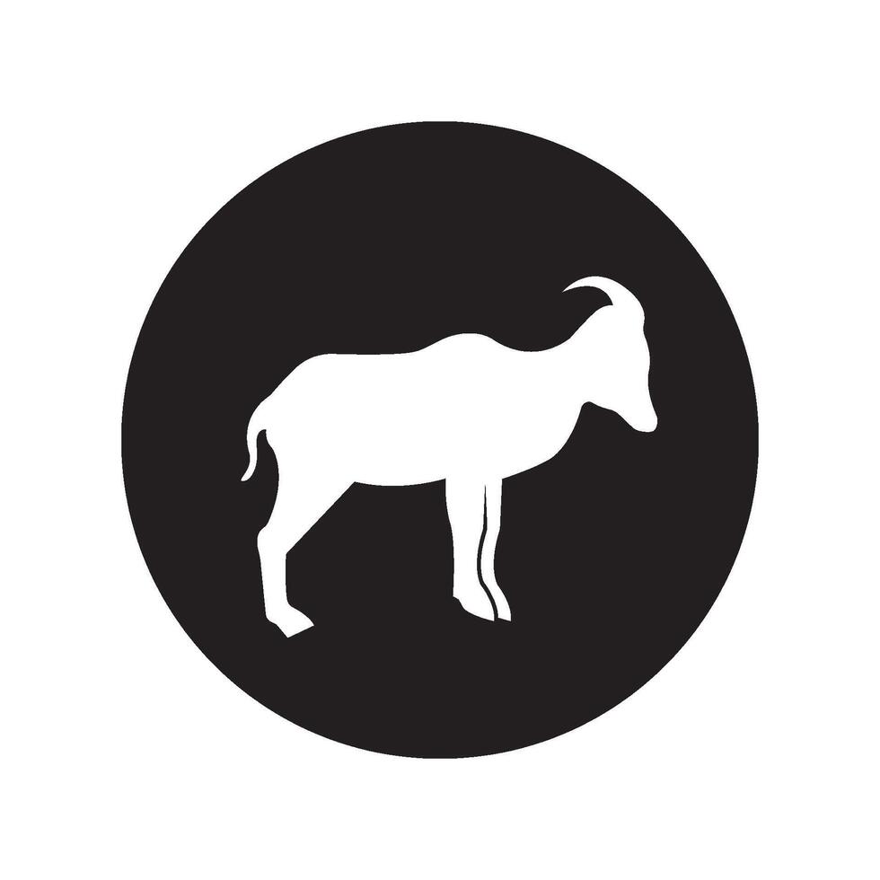 Goat icon in black circle on white background vector