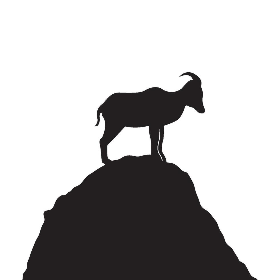 A silhouette of a goat standing on top of a mountain vector