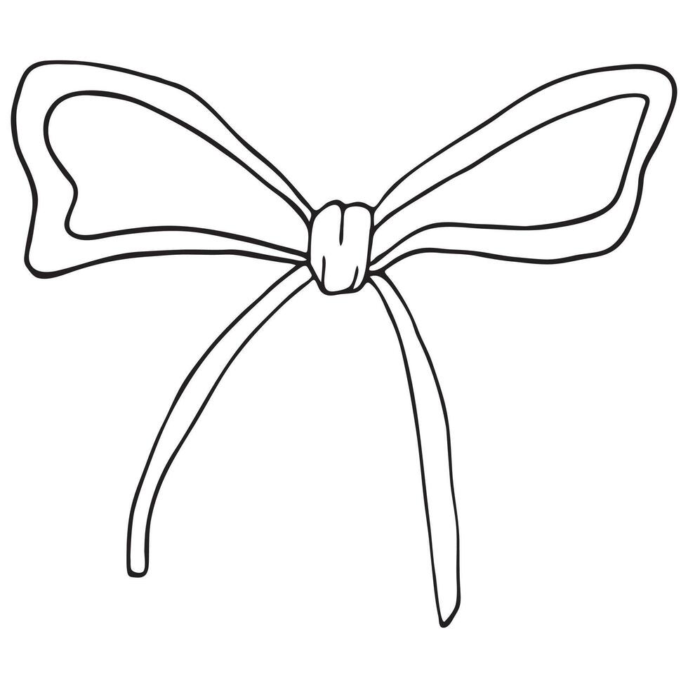 Elegant Bow Tie Sketch Icon, Clean and Minimal Design, Simple Doodle Contour vector