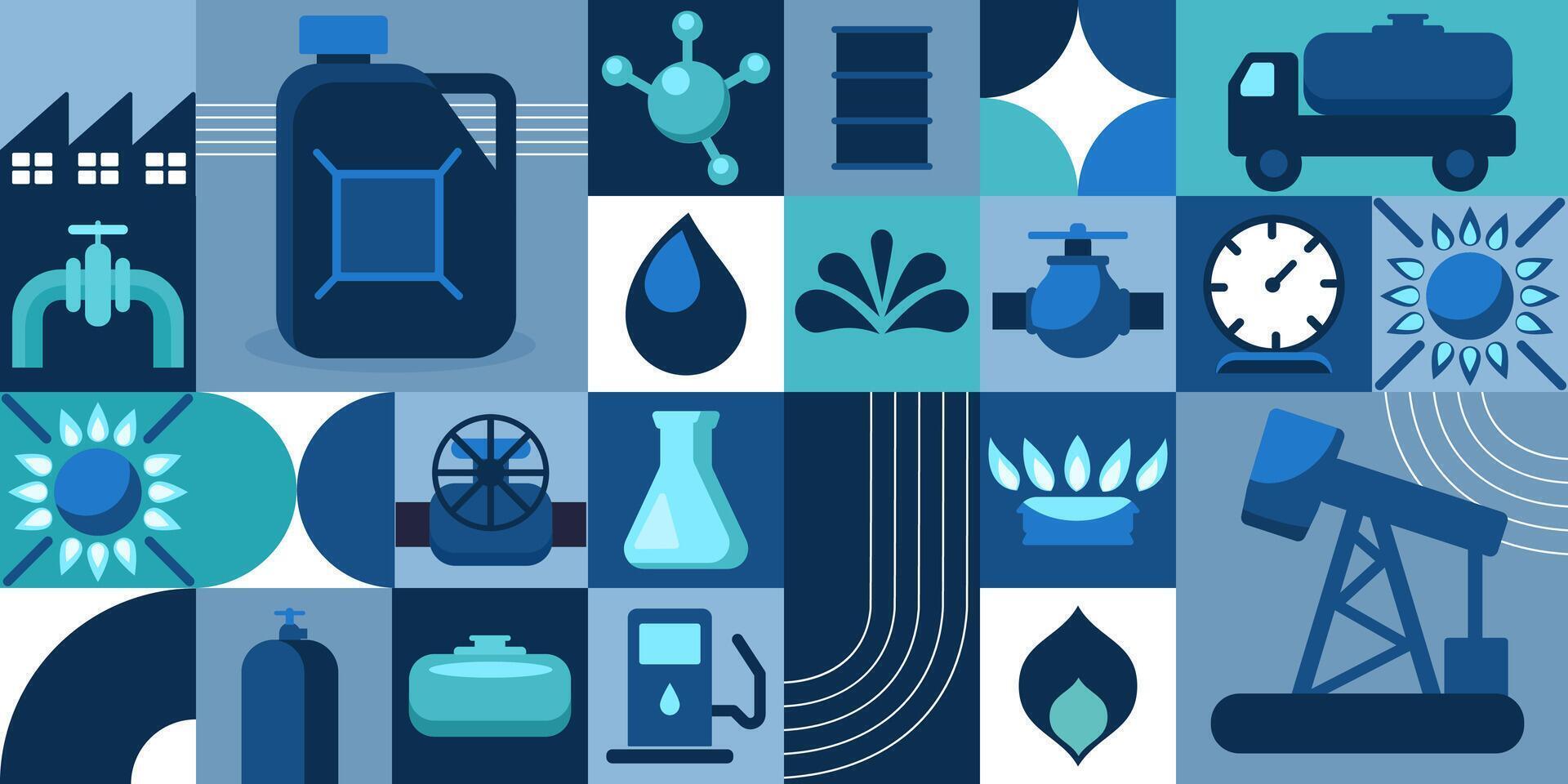 Gas and oil abstract modern background. Oil and gas industry geometric pattern. minimalist design of oil factory, fuel or petroleum plant, pipeline and gasoline vector