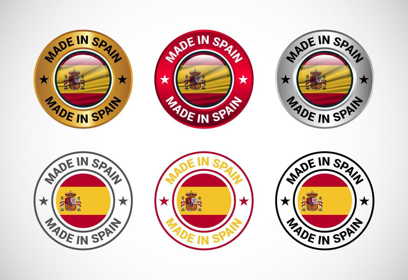 Made in Spain label icon with flag. Icon set for business, badge, seal, sticker, logo, and symbol vector