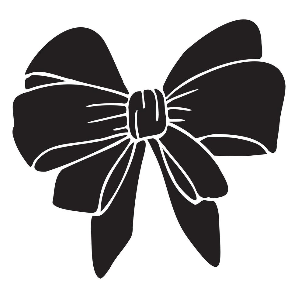 Elegant Vintage Ribbon Doodle Element Hand-Drawn Icon, black filled vector
