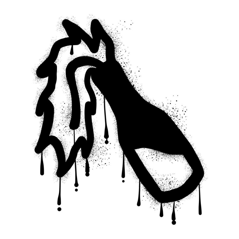 Drawing of molotov cocktail with black spray paint graffiti vector