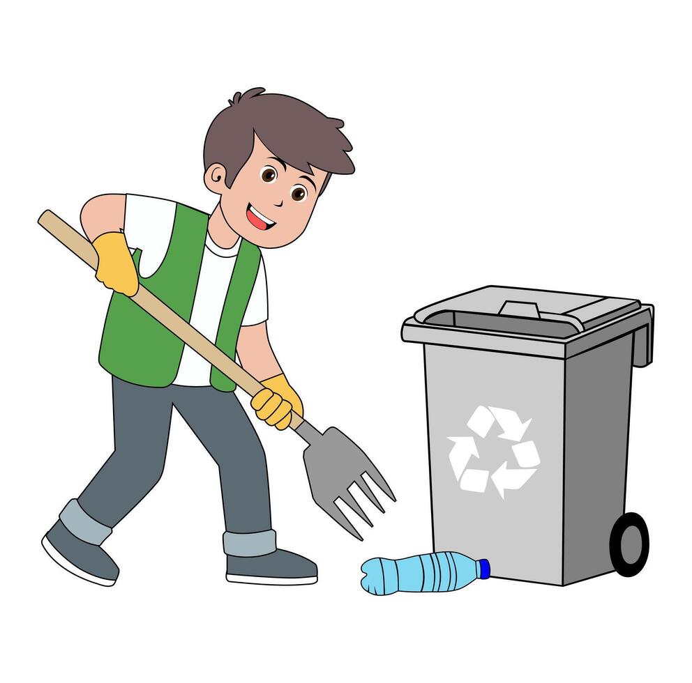 Cartoon Man Trash Collector Illustration vector