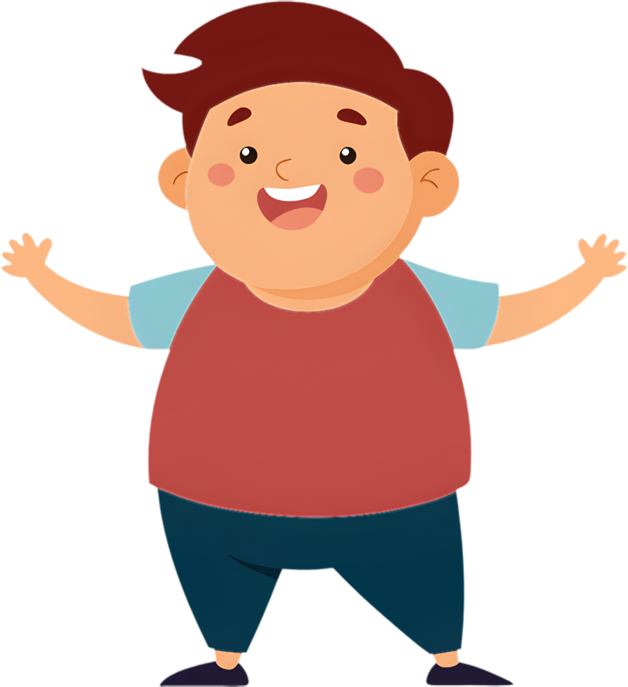 Cartoon boy with goofy and humorous expressions clipart. . png