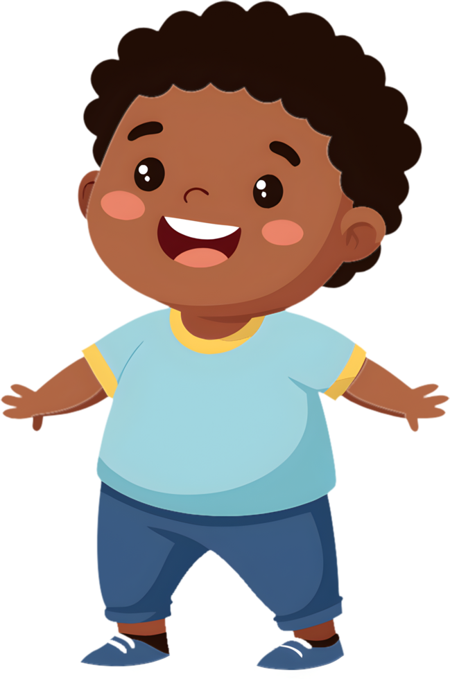 Smiling cartoon boy with amusing expressions clipart. . png