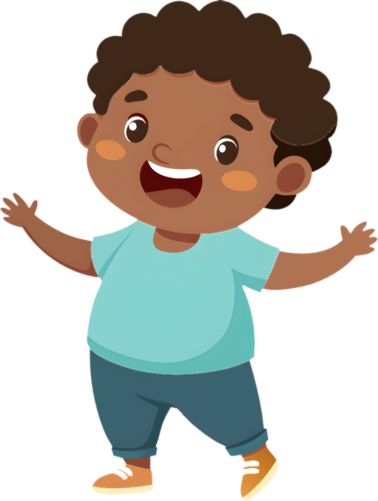 Smiling cartoon boy with playful and funny expressions. . png