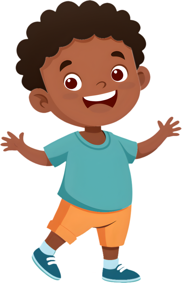 Cute cartoon boy with quirky facial expressions. . png