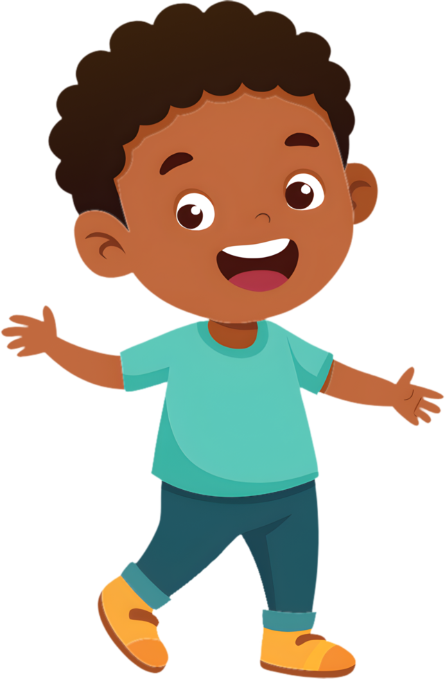 Funny cartoon boy smiling and making faces. . png