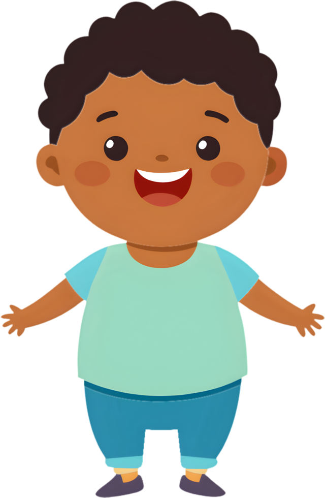 Playful cartoon boy smiling with amusing expressions. . png