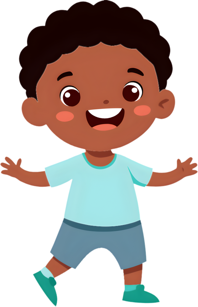 Happy cartoon boy making silly faces clipart. . png