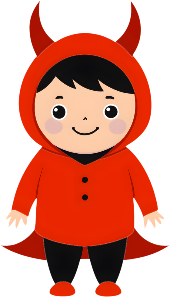 Cartoon boy wearing cute Halloween costume artwork. . png