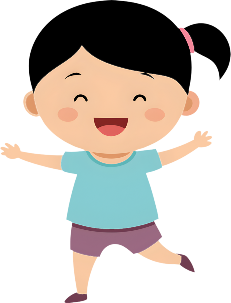 Sweet cartoon girl with funny faces clipart set. . png