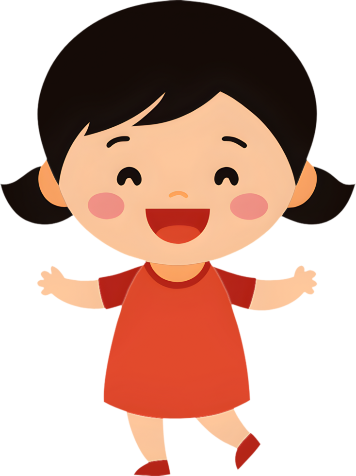 Funny cartoon girl with playful emotions clipart download. . png