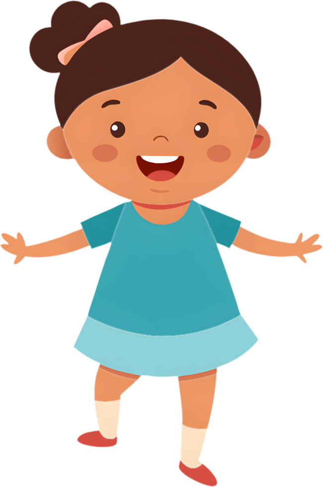 Playful cartoon girl with cute facial reactions clipart assortment. . png