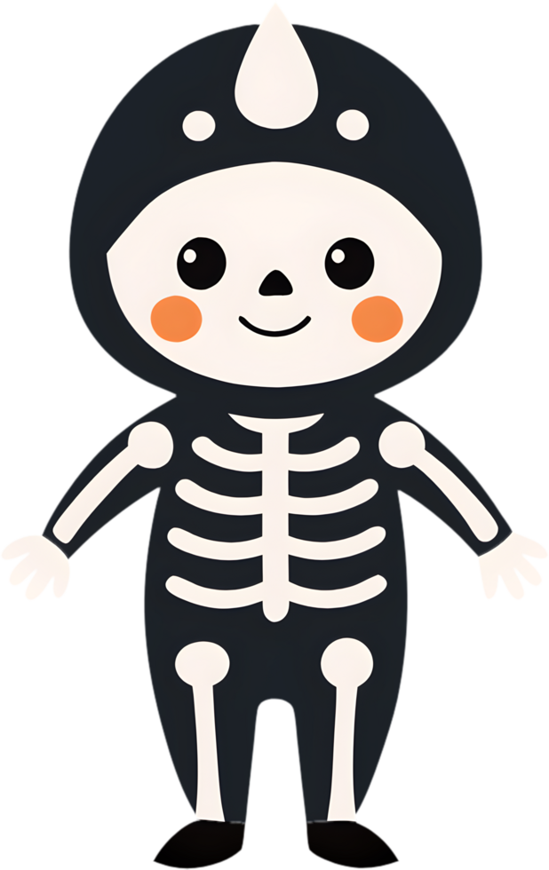 Cartoon girl in spooky Halloween outfit with expressions. . png