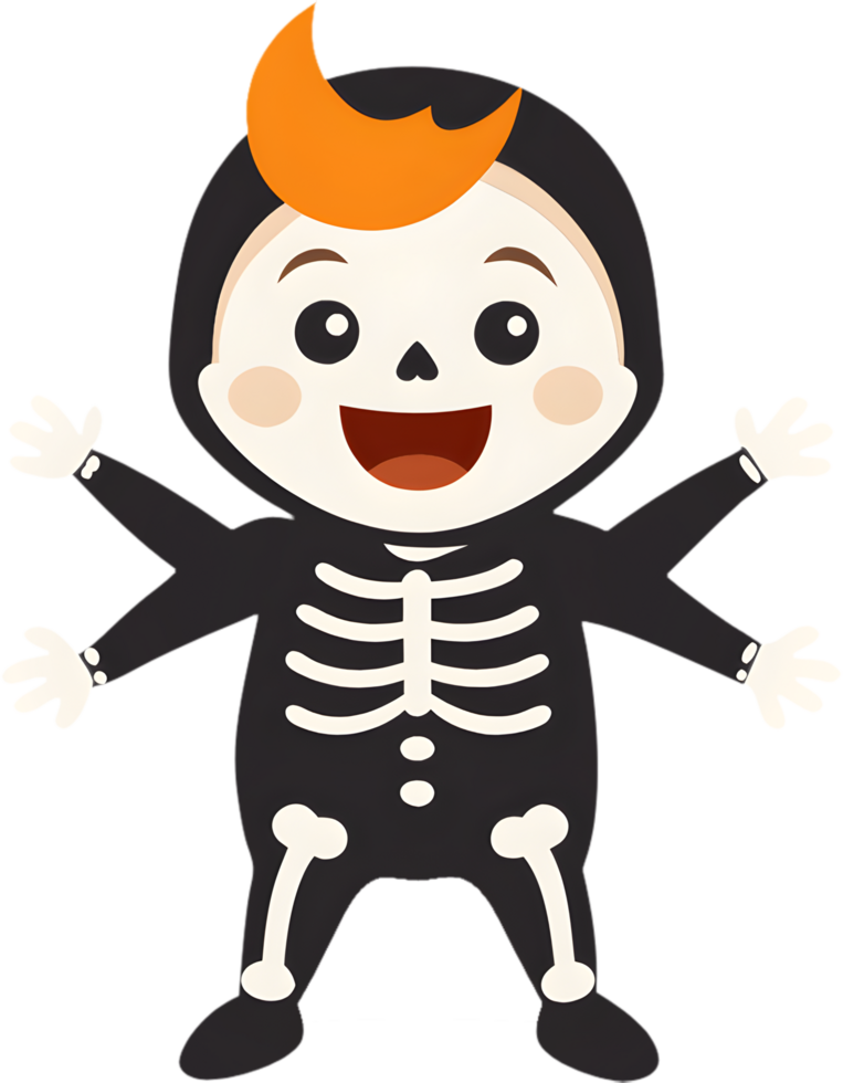 Spooky cartoon girl in funny Halloween costume clipart. . png