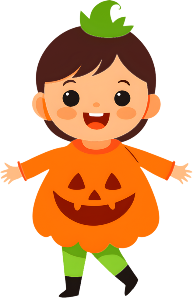Adorable girl dressed in spooky Halloween costume clipart. . png