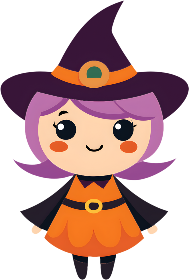 Cartoon witch girl showing playful and funny expressions. . png
