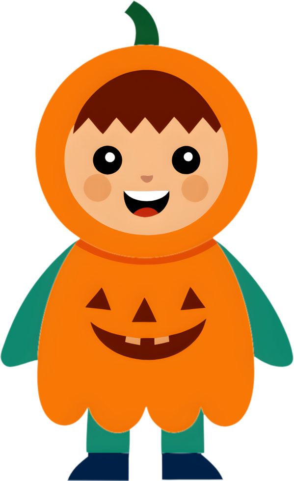 Cartoon girl with spooky Halloween costume and expressions. . png