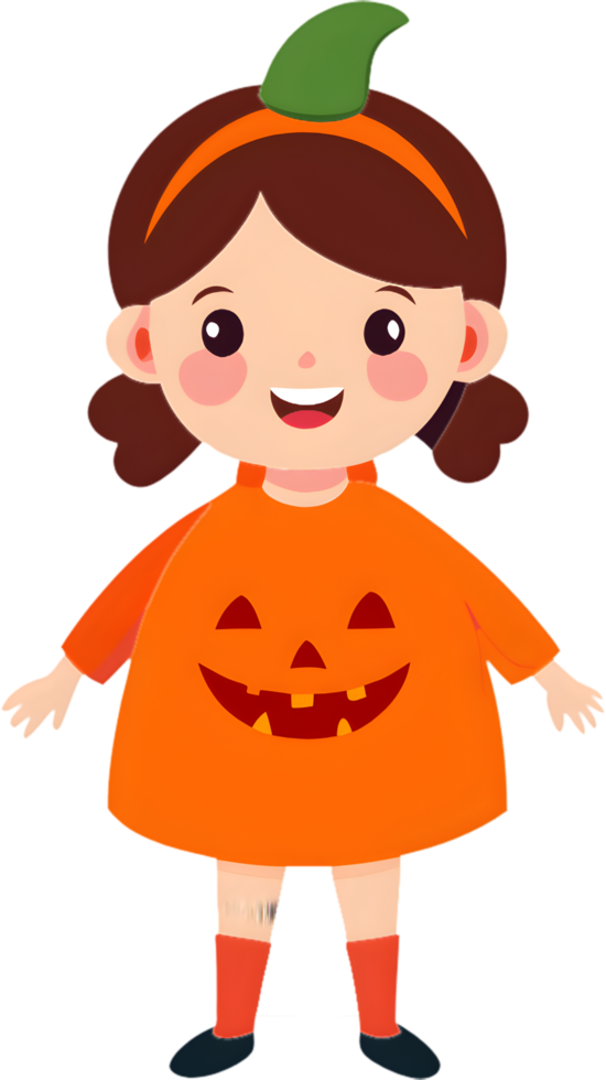 Halloween girl clipart featuring adorable spooky cartoon style. . png