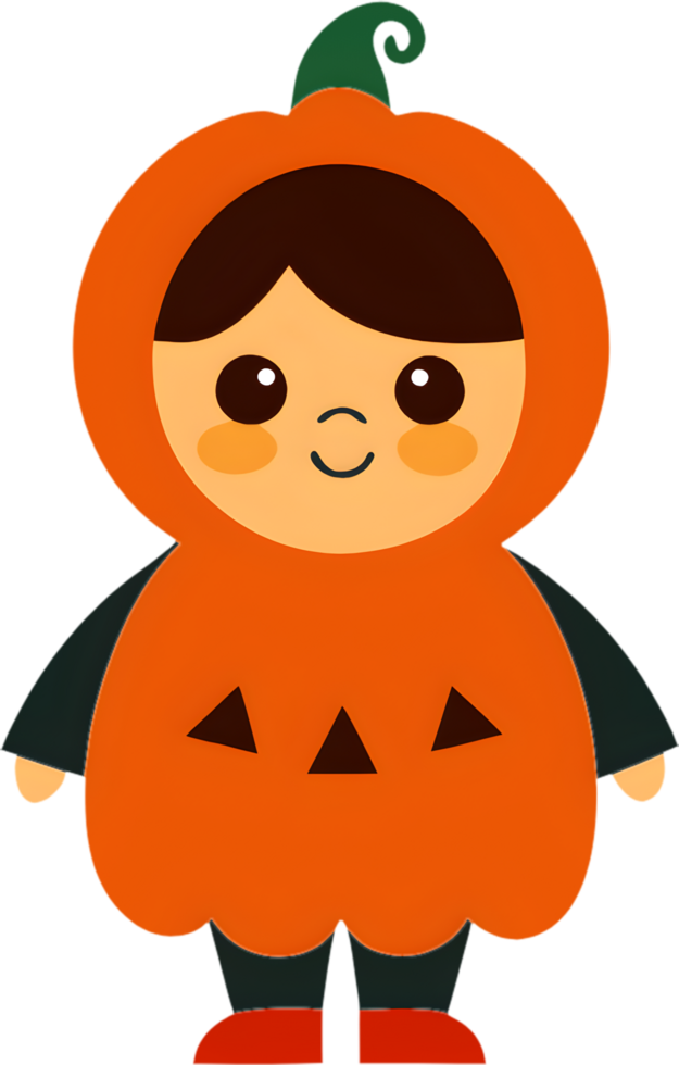 Adorable girl in cute yet spooky Halloween attire. . png