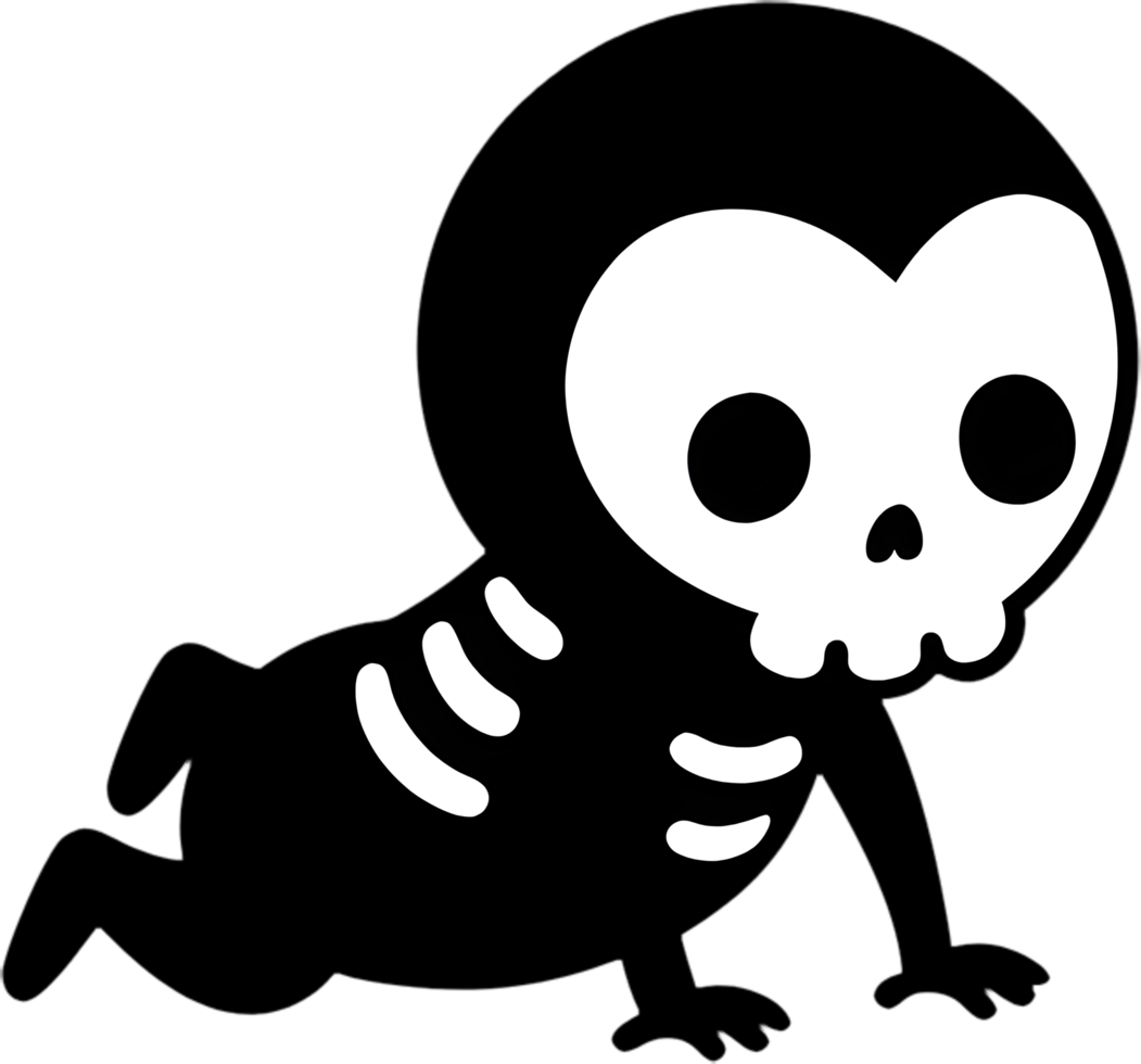 Sweet baby in skeleton Halloween costume clipart. . png