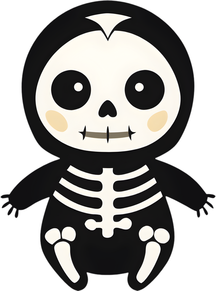 Happy infant in skeleton costume Halloween clipart. . png