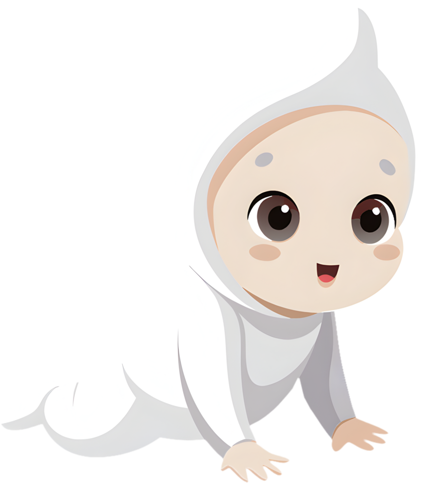 Sweet infant dressed as ghost for Halloween. . png