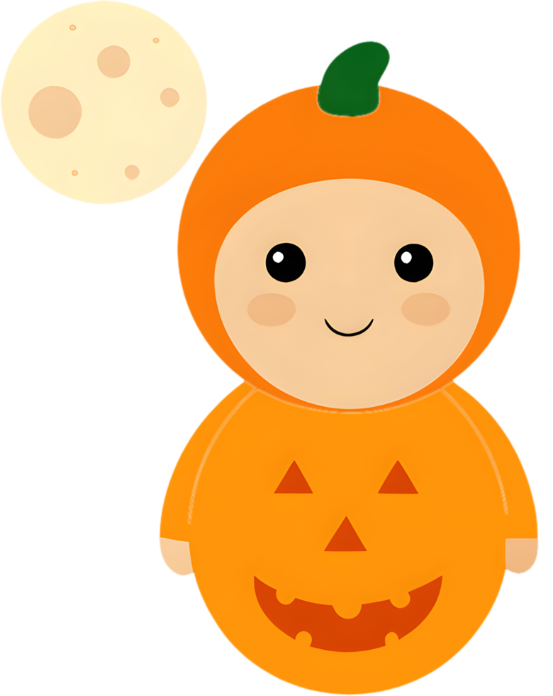Adorable Infant in Pumpkin Costume for Halloween Fun. . png