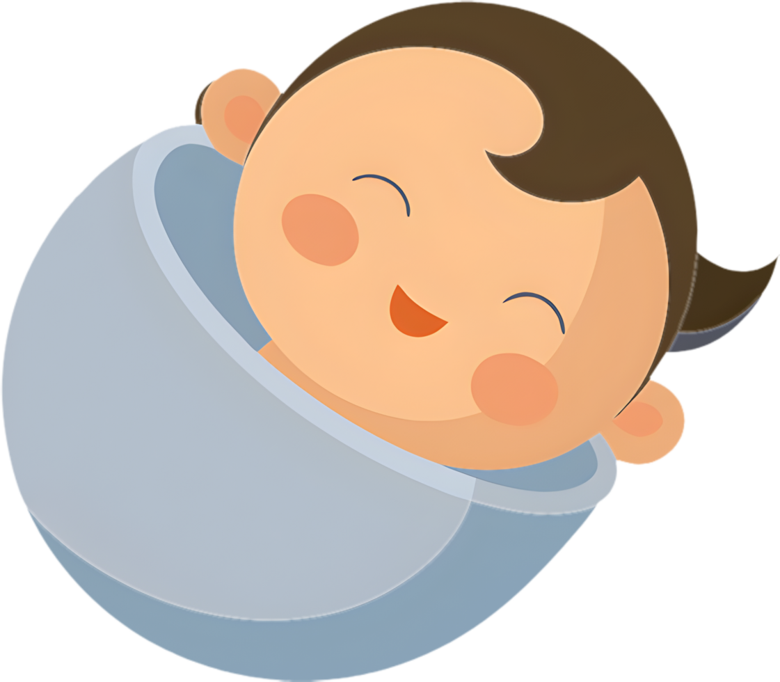 Serene Cartoon Baby in Cradle, Peaceful Sleep Illustrations. . png
