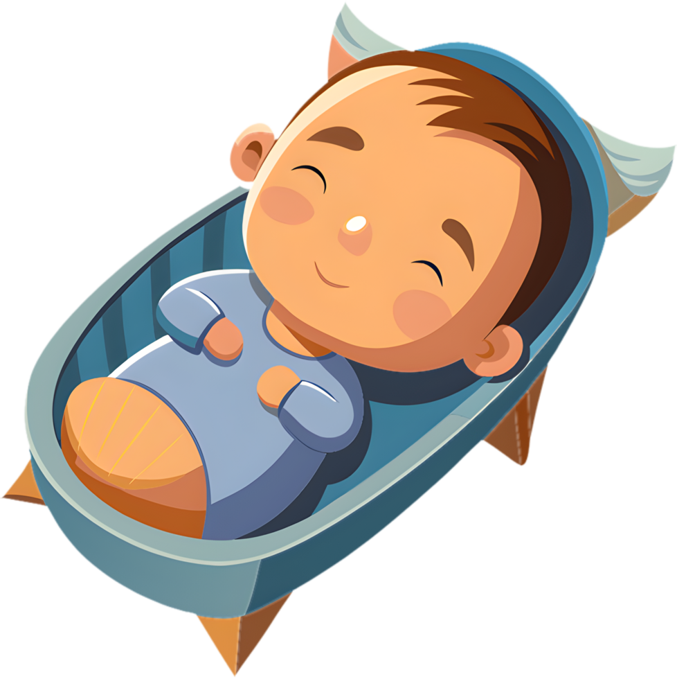 Adorable Baby Napping in Cradle, Heartwarming Clipart Artwork. . png