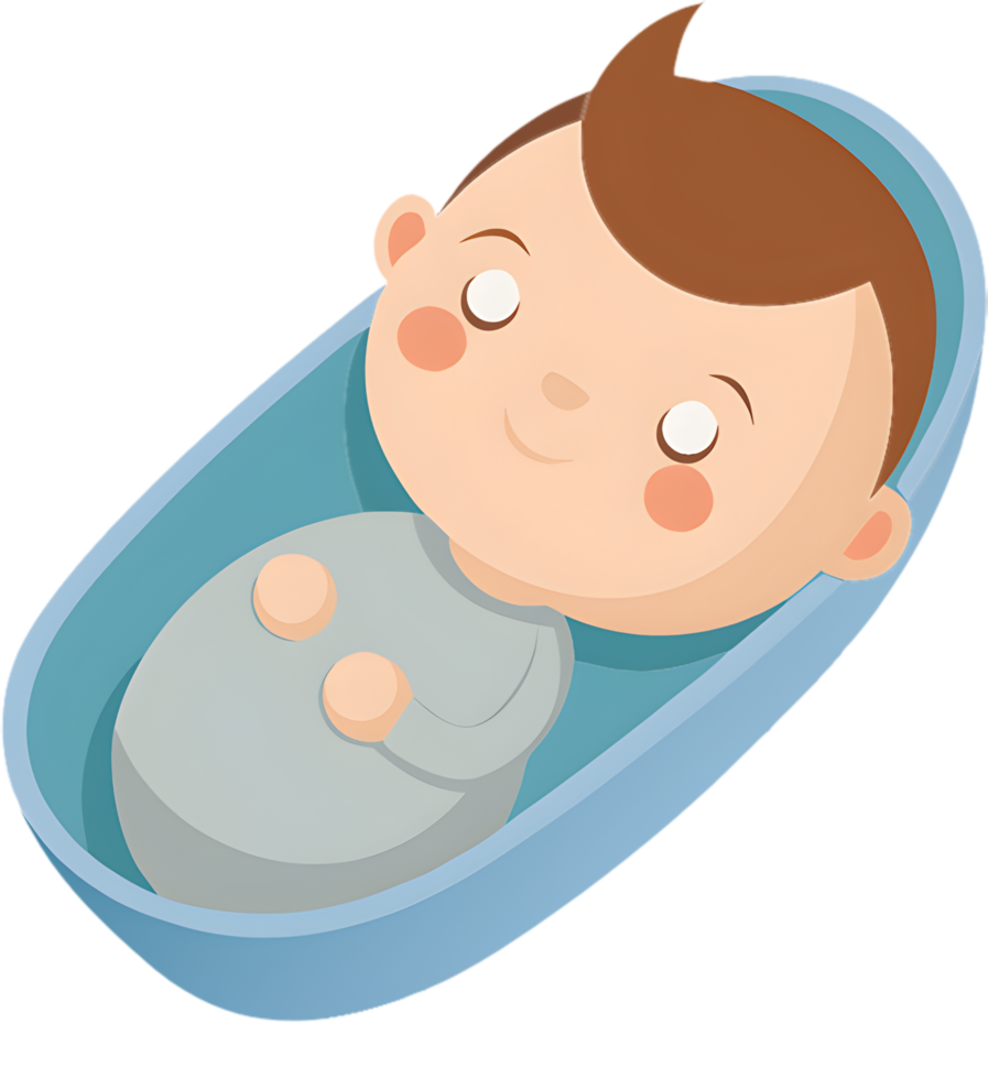 Lovable Cartoon Infant Soundly Sleeping in a Cradle. . png