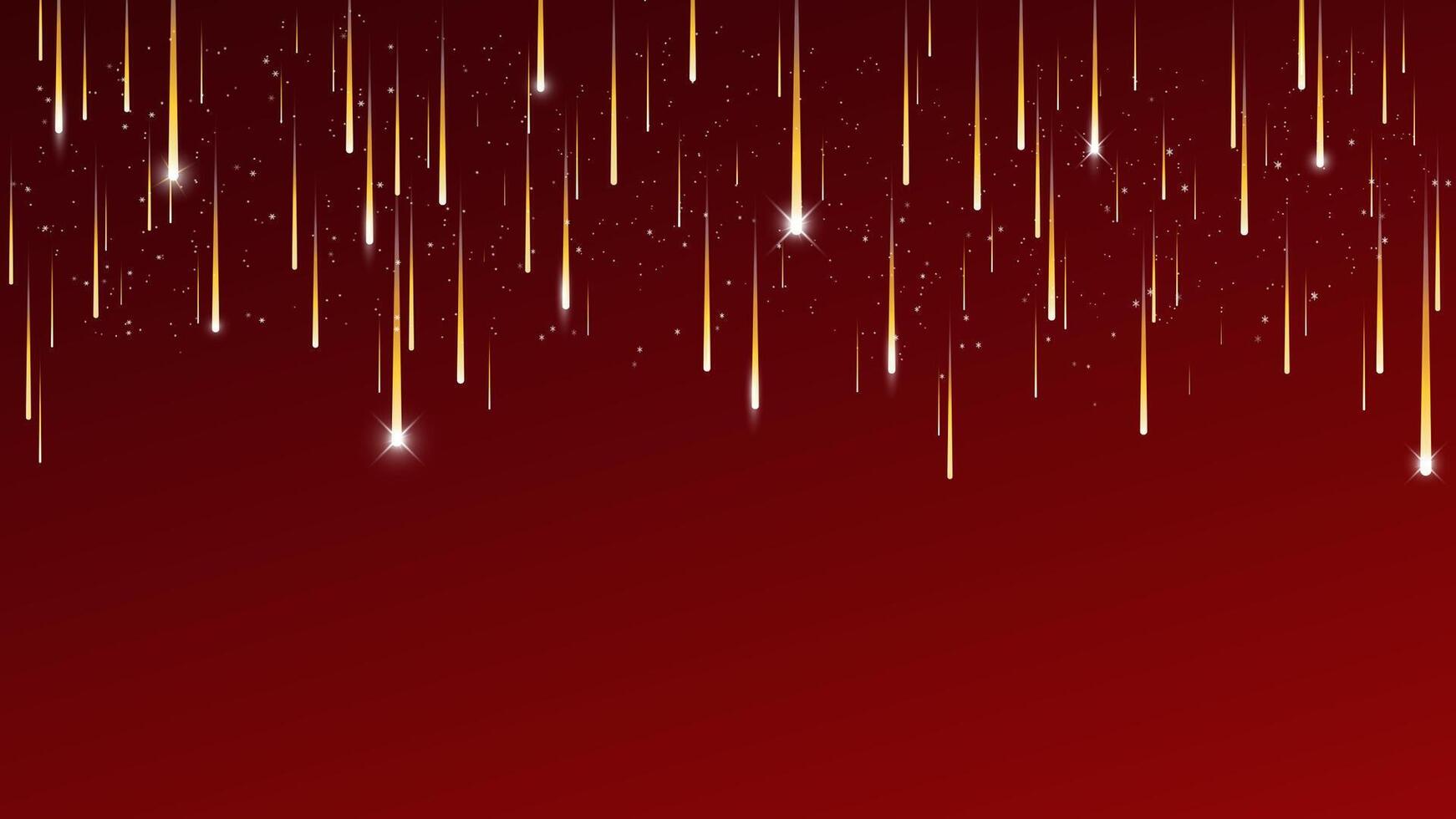 Abstract red background with golden lines and twinking stars for Christmas and New year festive celebration greeting card vector